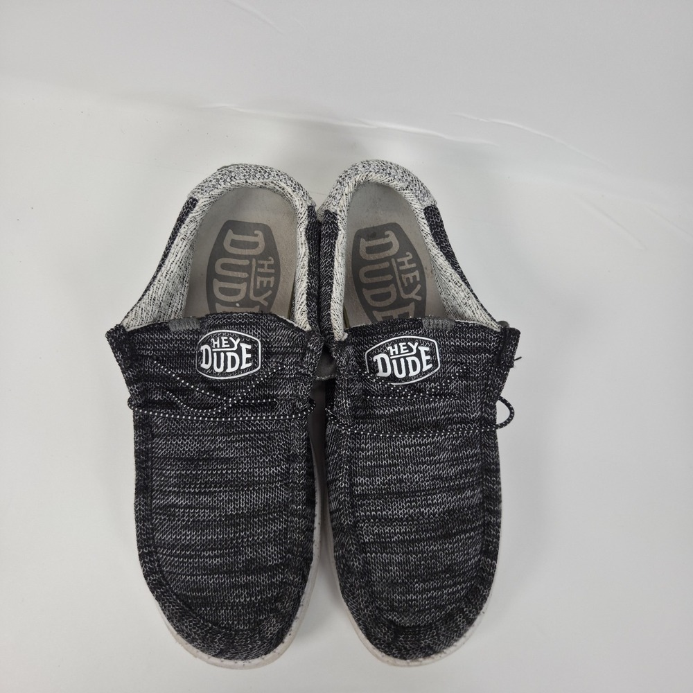 Hey Dude Wally Stretch Shoes Men Size 9 Sneakers Black Gray Slip On Low - Picture 6 of 12